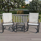 CuisinSmart Ensemble de patio 3 pièces, petit ensemble de mobilier de patio avec table d'appoint en verre + 2 chaises, pour jardin, balcon