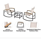 CuisinSmart Ensemble de patio 3 pièces, petit ensemble de mobilier de patio avec table d'appoint en verre + 2 chaises, pour jardin, balcon