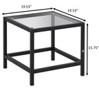 CuisinSmart Ensemble de patio 3 pièces, petit ensemble de mobilier de patio avec table d'appoint en verre + 2 chaises, pour jardin, balcon