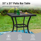 Captiva Designs – Ensemble de bar 3 pièces de jardin avec table haute en métal et chaises de bar pivotantes avec coussins et accoudoirs