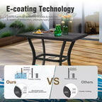 Captiva Designs – Ensemble de bar 3 pièces de jardin avec table haute en métal et chaises de bar pivotantes avec coussins et accoudoirs