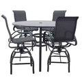 Courtyard Casual Santa Fe 5 pc Balcony Height 48 Round Dining Set Includes one 48 Balcony Table and Four Balcony Swivel Stools