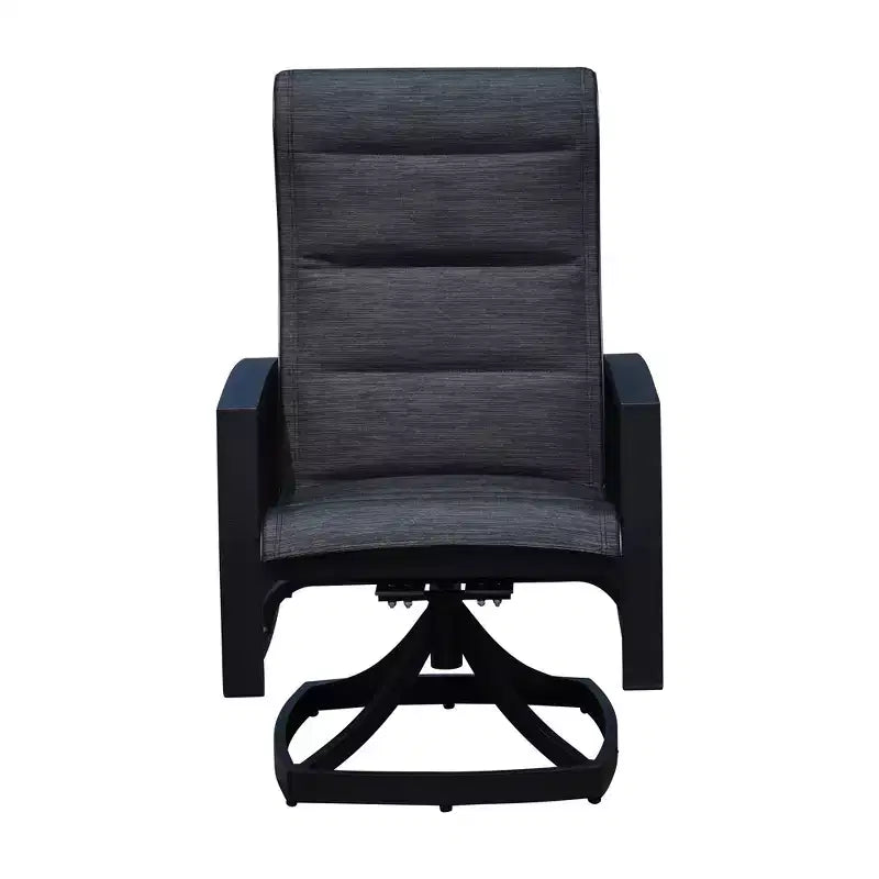 Courtyard Casual Santorini 5 pc Motion 48 Round Dining set Includes: One Round Table and Four Padded Swivel Sling Chairs