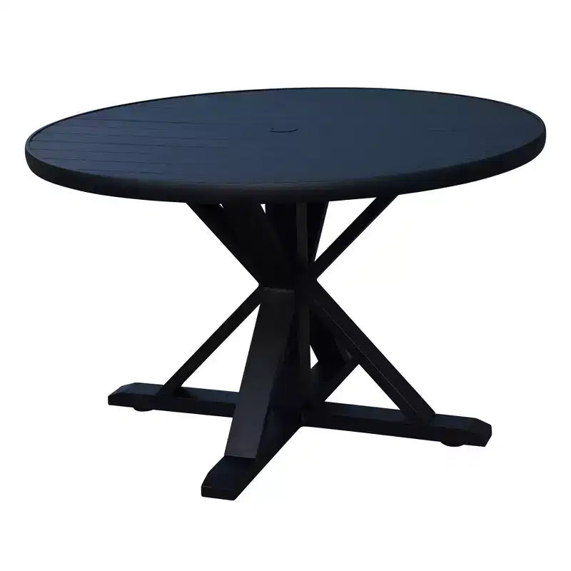 Courtyard Casual Santorini 5 pc Motion 48 Round Dining set Includes: One Round Table and Four Padded Swivel Sling Chairs