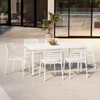 WestinTrends Playa 7-Piece Metal Rectangular Patio Dining Table Set With Stackable Plastic Dining Chairs For 6