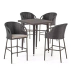 Christopher Knight Home Plauche Outdoor Wicker and Iron 5 Piece Bar Set with Cushion