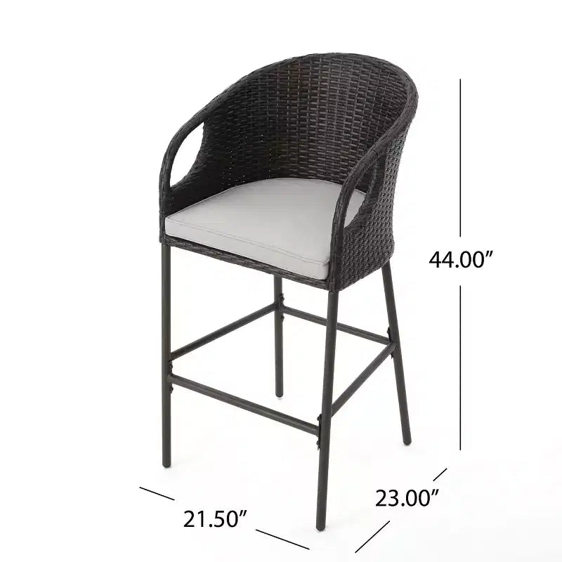 Christopher Knight Home Plauche Outdoor Wicker and Iron 5 Piece Bar Set with Cushion