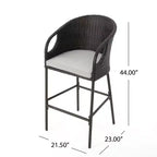 Christopher Knight Home Plauche Outdoor Wicker and Iron 5 Piece Bar Set with Cushion