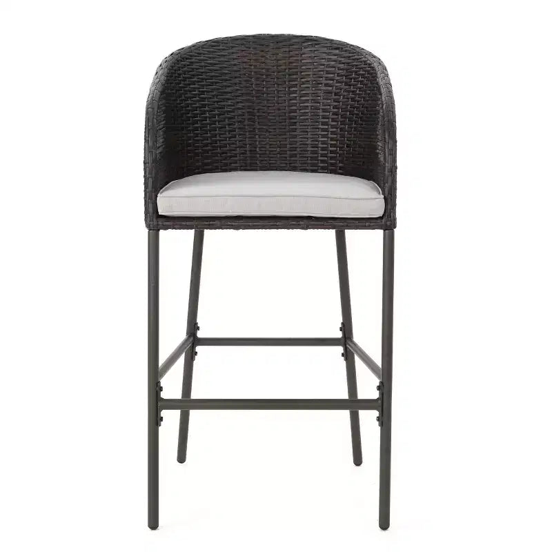 Christopher Knight Home Plauche Outdoor Wicker and Iron 5 Piece Bar Set with Cushion