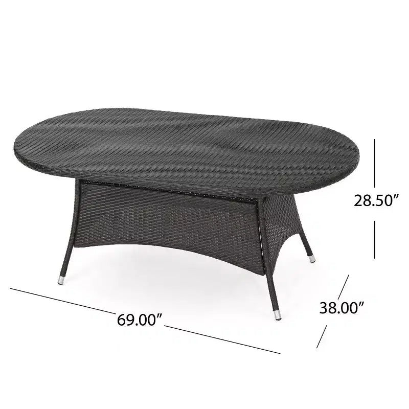 Christopher Knight Home Vickers - Ensemble de salle à manger d'extérieur 7 pièces en osier et fer avec coussins