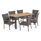 Ensemble de salle à manger d'extérieur 7 pièces Christopher Knight Home Tyburn en bois d'acacia et osier