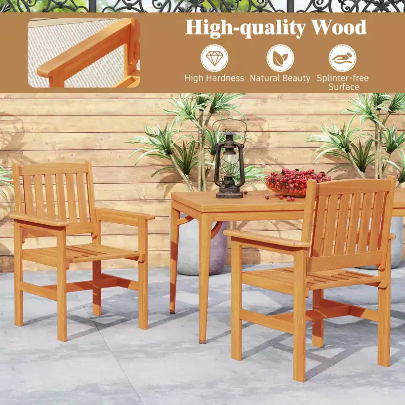 Costway Ensemble table de salle à manger de patio en bois 7 pièces avec 2 trous pour parasol Ensemble de mobilier d'extérieur