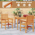 Costway Ensemble table de salle à manger de patio en bois 7 pièces avec 2 trous pour parasol Ensemble de mobilier d'extérieur