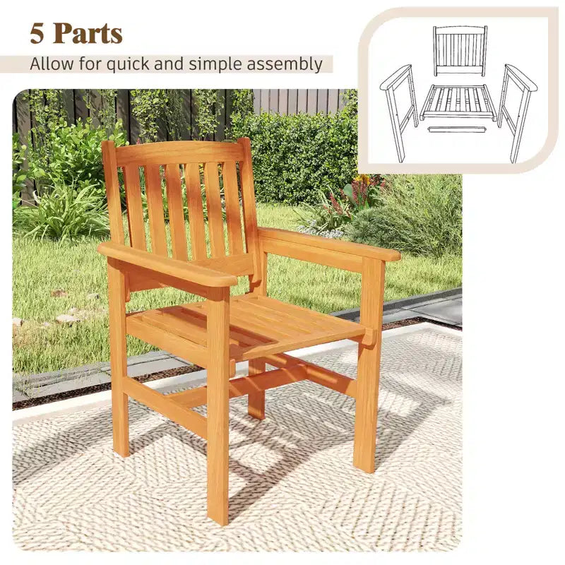 Costway Ensemble table de salle à manger de patio en bois 7 pièces avec 2 trous pour parasol Ensemble de mobilier d'extérieur
