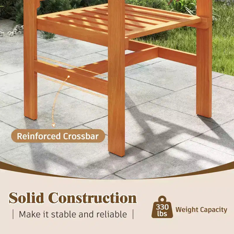 Costway Ensemble table de salle à manger de patio en bois 7 pièces avec 2 trous pour parasol Ensemble de mobilier d'extérieur