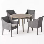 Christopher Knight Home Torrence Ensemble de salle à manger d'extérieur 5 pièces en bois d'acacia et osier avec coussin