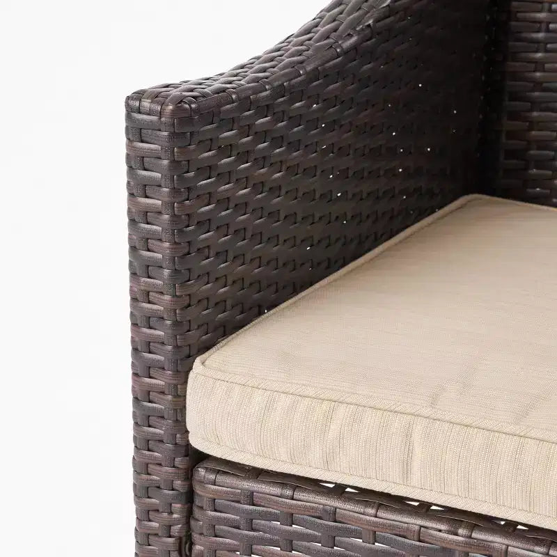 Christopher Knight Home Damas Outdoor Acacia Wood and Wicker 5 Piece Dining Set with Cushion