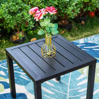 Captiva Designs 3pc Outdoor Patio Dining Steel Table & Gray Wood-look Arm Textilene Sling Chairs