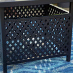 Captiva Designs 3pc Outdoor Patio Slatted Tabletop Square Dining Steel Table & Arm Chairs