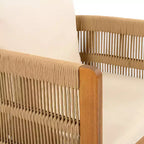 Christopher Knight Home Corin Ensemble de salle à manger d'extérieur rustique 7 pièces en bois d'acacia, corde tressée, table à lattes et coussins