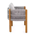 Christopher Knight Home Corin Elara 5 Piece Patio Acacia Wood Woven Rope Dining Set with Slatted Table and Cushions