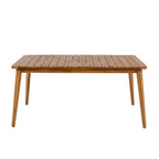 Christopher Knight Home Corin Elara 5 Piece Patio Acacia Wood Woven Rope Dining Set with Slatted Table and Cushions