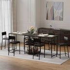 Fulvari Set for 2 Dining Table with Open Storage Shelves, Cup Holder & Wine Rack, Bar Table and Chair for Apartments Kitchen Corners Small Space