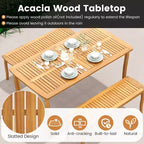 Ensemble de salle à manger de patio 7 pièces Costway avec table et chaises en bois d'acacia et trou de parasol de 1,97 po