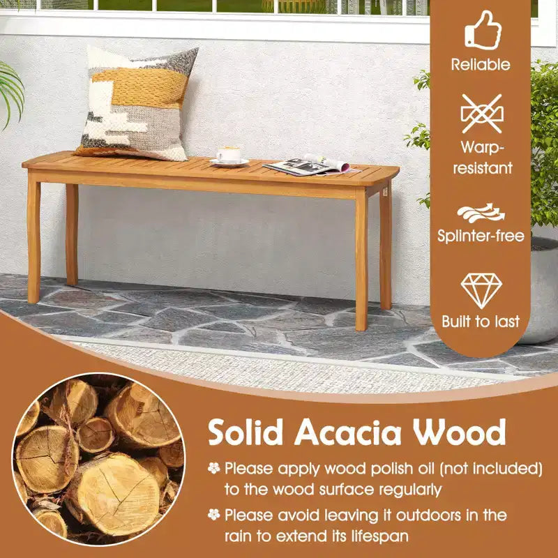 Costway 6PSCPatioDiningSet AcaciaWoodTableandBenchChairswith 1.97 Umbrella Hole