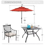 Captiva Designs Ensemble de patio 6 pièces avec table carrée, cadre en acier, chaises rembourrées élégantes et parasol de 3 m
