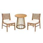 Christopher Knight Home Elara 3-Piece Patio Rustic Wood Dining Set with Wicker Woven Chairs