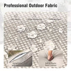 Captiva Designs – Ensemble de salle à manger d'extérieur 9 pièces, table carrée en fonte d'aluminium avec trou pour parasol et chaises en rotin tressé rembourrées