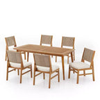 Christopher Knight Home Lucinda 7 Piece Patio Rustic Acacia Wood Dining Set with Wicker Woven Chair