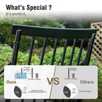 Captiva Designs 7pc Patio Slatted Top Steel Dining Table with Umbrella Hole & Stylish Cushioned Metal Chairs