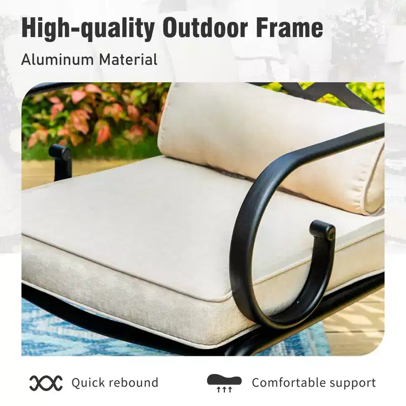 Captiva Designs – Ensemble de salle à manger 7 pièces pour patio avec table à plateau à lattes en acier et chaises en métal avec coussins d'assise et oreillers lombaires