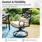 Captiva Designs – Ensemble de salle à manger 7 pièces pour patio avec table à plateau à lattes en acier et chaises en métal avec coussins d'assise et oreillers lombaires