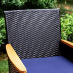 Captiva Designs 7Pc Patio Dining Oil Finished Tabletop Acacia Wood Table & Rattan Chairs