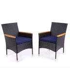 Captiva Designs 7Pc Patio Dining Oil Finished Tabletop Acacia Wood Table & Rattan Chairs