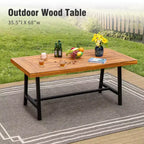 Captiva Designs 7Pc Patio Dining Oil Finished Tabletop Acacia Wood Table & Rattan Chairs