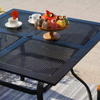 Captiva Designs Table de salle à manger d'extérieur 6 pièces en acier et chaises pivotantes en métal et parasol de marché