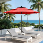 Captiva Designs Table de salle à manger d'extérieur 6 pièces en acier et chaises pivotantes en métal et parasol de marché
