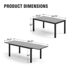 Captiva Designs - Table à manger extensible en acier 7 pièces et chaises en rotin avec accoudoirs en croissant pour l'extérieur