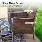 Captiva Designs 9pc Outdoor Patio Expandable Steel Dining Table & & Crescent Arm Rattan Chairs