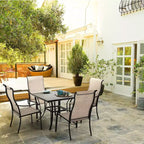 HAPPATIO Ensemble de salle à manger pour patio, ensemble de salle à manger 5 pièces, 4 chaises de salle à manger en textilène et 1 table à manger carrée. Facile à entretenir et résistant aux intempéries