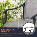 HAPPATIO Ensemble de salle à manger d'extérieur 7 pièces, ensemble de salle à manger de patio, 2 chaises pivotantes, 4 chaises de salle à manger à pieds, ensemble de meubles en textilène pour terrasse, jardin, piscine