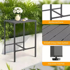 VINGLI Ensemble de bar d'extérieur 3 pièces, table haute de bar en aluminium et 2 chaises avec coussins, mobilier de terrasse hauteur comptoir pour jardin, piscine