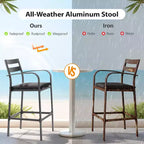 VINGLI Ensemble de bar d'extérieur 3 pièces, table haute de bar en aluminium et 2 chaises avec coussins, mobilier de terrasse hauteur comptoir pour jardin, piscine