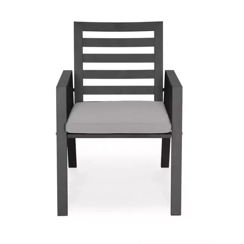 LesiureMod Chelsea 7 PCS Patio Dining Set - Outdoor Aluminum Dining Table with Umbrella Hole and Arm Chairs with Cushion