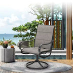 Captiva Designs 5pc Outdoor Patio Slat-top Black Round Dining Steel Table & Steel Frame Sling Chairs