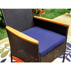 Captiva Designs 7pc Outdoor Patio Slat-top Dining Steel Table & Rattan Chairs with Removable Cushions